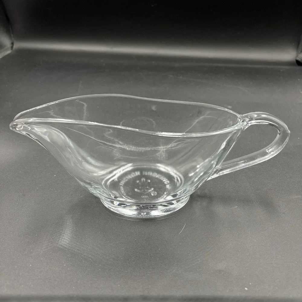 Vintage #1043 Anchor Hocking Clear Glass Gravy Boat, Sauce Cup‎ - 12 Oz - USA